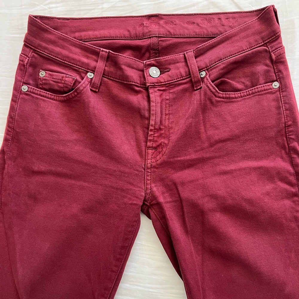 7 For All Mankind Burgundy Straight Leg Jeans